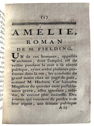 Am&eacute;lie, roman de Mr Fiedling [sic, corrected in titles of parts 2 and 3], Traduit de l&rsquo;Anglois Par Mdme Riccoboni.