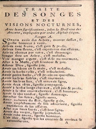 Item #2712b Traité des songes et des visions nocturnes avec leurs significations, selon la...