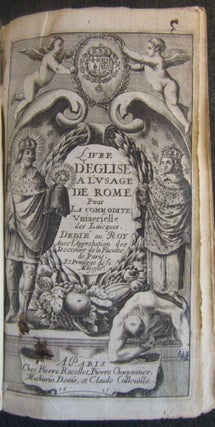 Novveav livre d’Eglise à l’vsage de Rome, pour la commodité vniverselle des Laiques. Premiere Edition reduite en un Volume... Auec un Exercice du Chrestien pour les Ames deuotes... Enrichy de nouuelles Figures.