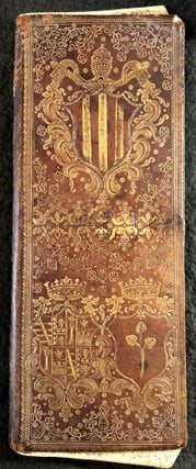 Gold-tooled morocco portfolio with papal arms.