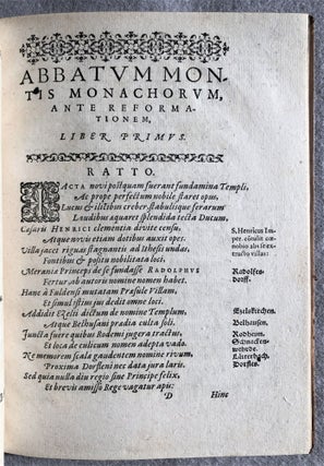 Urbs Bamberga, et Abbates Montis Monachorum prope Bambergam, elegiaco versu descripti.