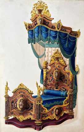 Item #3212 An album of gouache and watercolor paintings of furniture. Aline FURNITURE —...