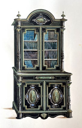An album of gouache and watercolor paintings of furniture.