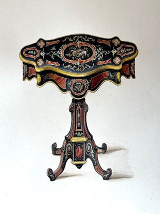 An album of gouache and watercolor paintings of furniture.