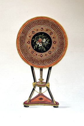 An album of gouache and watercolor paintings of furniture.