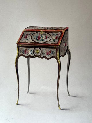 An album of gouache and watercolor paintings of furniture.