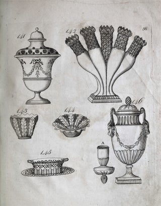 Designs of Sundry Articles of Queen's or Cream-colour'd Earthen-Ware, manufactured by Hartley, Greens, and Co. at Leeds Pottery: with a great variety of other articles. The same enamel'd, Printed or Ornamented with Gold to any Pattern; also with Coats of Arms, Cyphers, Landscapes, &c. &c. / Abrisse von verschiedenen Artickeln vom Koniginnen oder gleben Stein-Gute... / Desseins de divers articles de Poteries de la Reine en Couleur de Creme ...
