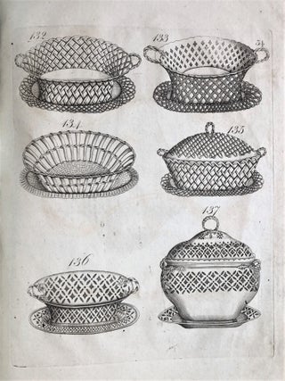 Designs of Sundry Articles of Queen's or Cream-colour'd Earthen-Ware, manufactured by Hartley, Greens, and Co. at Leeds Pottery: with a great variety of other articles. The same enamel'd, Printed or Ornamented with Gold to any Pattern; also with Coats of Arms, Cyphers, Landscapes, &c. &c. / Abrisse von verschiedenen Artickeln vom Koniginnen oder gleben Stein-Gute... / Desseins de divers articles de Poteries de la Reine en Couleur de Creme ...
