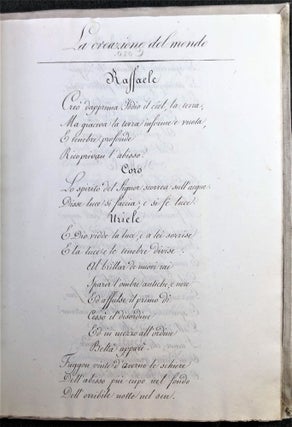 La Creazione, e Le quattro stagioni Poste in musica dal Celebre J. Haydn. Manuscript libretto.