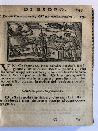Vita di Esopo frigio ... Alquale di nuovo sono aggiunte le Favole del medesimo Esopo, con molte altre d'alcuni elevati ingegni ... Hora in gratia della studiosa gioventù illustrate.