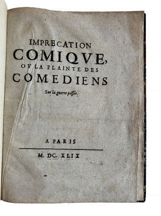 Imprecation comique, ou la Plainte des comediens Sur la guerre passée.