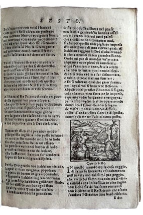 Troiano, il qval tratta la destrvttione de Troia. Per amor di Helena Greca, laqual fu tolta da Paris Troiano al Re Menelao. E come per tal destruttione fu edificata Roma, Padoua, e Verona, e molte altre Cittade in Italia.