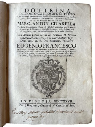 Dottrina dello stoico filosofo Epitteto che chiamasi communemente Enchiridion.