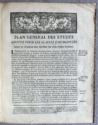 Exercices publics d'humanités de MM. Les écoliers du collège des prêtres de l'oratoire d'Arras.