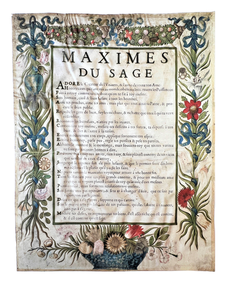 Item #4191 Maximes du Sage. MAXIMS —.