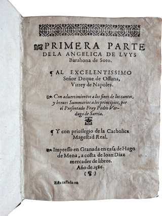 Primera Parte de la Angelica.