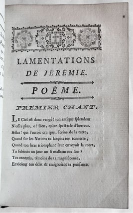 Jérémie, Poëme en quatre chants. Avec sa priere, et sa lettre aux captifs, prêts a partir pour Babylone; dedié à Madame.