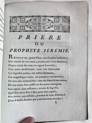 Jérémie, Poëme en quatre chants. Avec sa priere, et sa lettre aux captifs, prêts a partir pour Babylone; dedié à Madame.