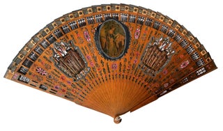 Pierced brisé fan with painted images of the Bastille and an engraving