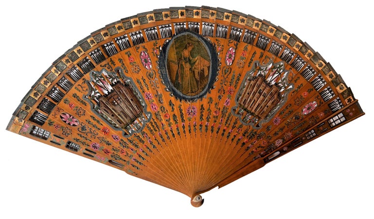 Item #4241 Pierced brisé fan with painted images of the Bastille and an engraving. FAN — BASTILLE.