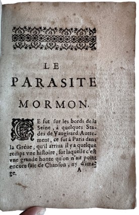 Item #4264 Le Parasite Mormon, histoire comique. François de LA MOTHE LE VAYER, Charles ?...