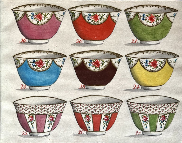 Item #4293 A manuscript sample book of porcelain cups. PORCELAIN —.