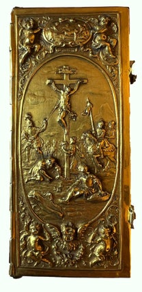 Item #4310 An embossed silver-gilt binding, on a suite of 17th-century engravings of saints....