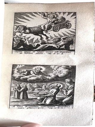 An embossed silver-gilt binding, on a suite of 17th-century engravings of saints.