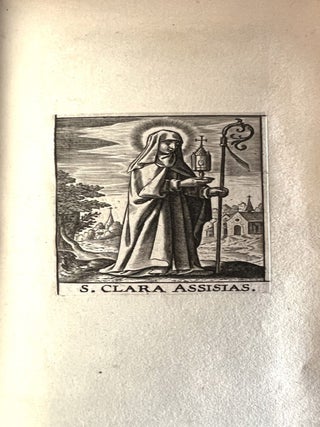 An embossed silver-gilt binding, on a suite of 17th-century engravings of saints.
