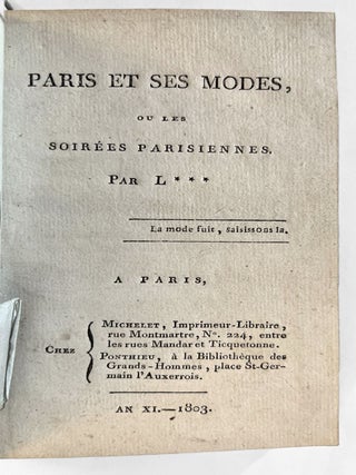 Paris et ses modes ou les Soirées parisiennes, par L***.