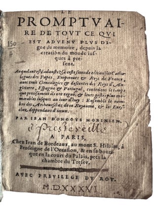 Le Promptvaire de tovt ce qui est advenv plvs digne de memoire depuis la creation du monde iusques à present.