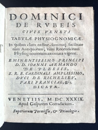 Item #4398 Tabulae physiognomicae. Domenico de ROSSI, fl. 1639