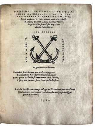 Psalmi Davidici septuaginta quinque, in lyricos versus, servata ecclesiasticae versionis veritate et Hebraeorum varietate, redacti.
