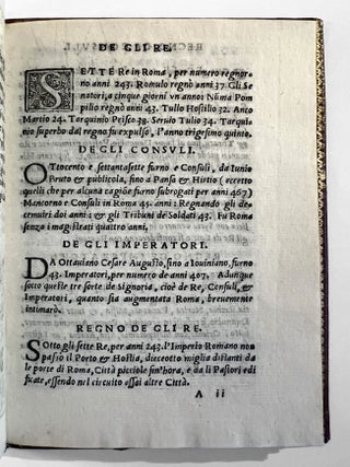 Libro di Sexto Ruffo huomo consulare, a Valentiniano Augusto, della historia de Romani. Nuovamente tradotto de Latino in volgare.