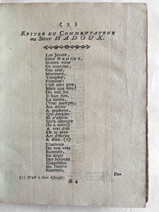 Les oeuvres du Sieur Hadoux, comment&eacute;es expliqu&eacute;es et rendues intelligibles. Enrichies du portrait, de l'auteur, et autres Pi&egrave;ces int&eacute;ressantes.