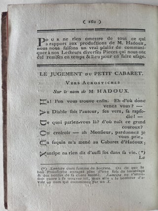 Les oeuvres du Sieur Hadoux, comment&eacute;es expliqu&eacute;es et rendues intelligibles. Enrichies du portrait, de l'auteur, et autres Pi&egrave;ces int&eacute;ressantes.