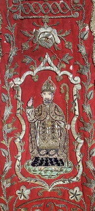 An embroidered stole or “chaperon,” worn in processions by a member of a charitable confraternity.