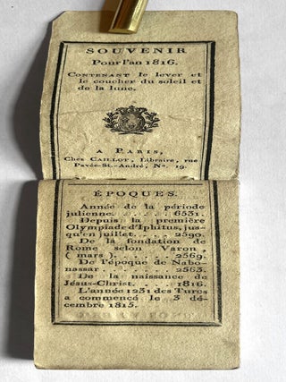 Souvenir Pour l’an 1816. Contenant le lever et le coucher du soleil et de la lune.