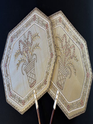 Item #4479 A pair of embroidered silk fire screens. FIRE SCREENS