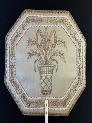 A pair of embroidered silk fire screens.